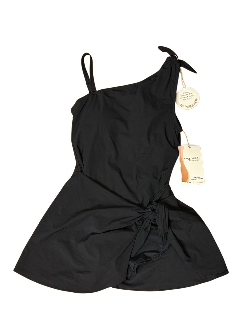 Coco Reef Rosaline One-Shoulder Tummy-Control Sarong Swim Dress NWT - Picture 3 of 10